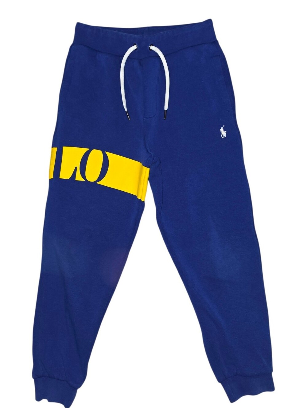 Polo by Ralph Lauren Navy Sweatpants with Yellow Panel - Size 7